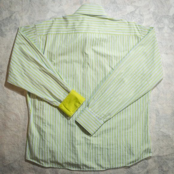 Stone Rose Lime Green White Casual Button-Up Shirt - Picture 5 of 8